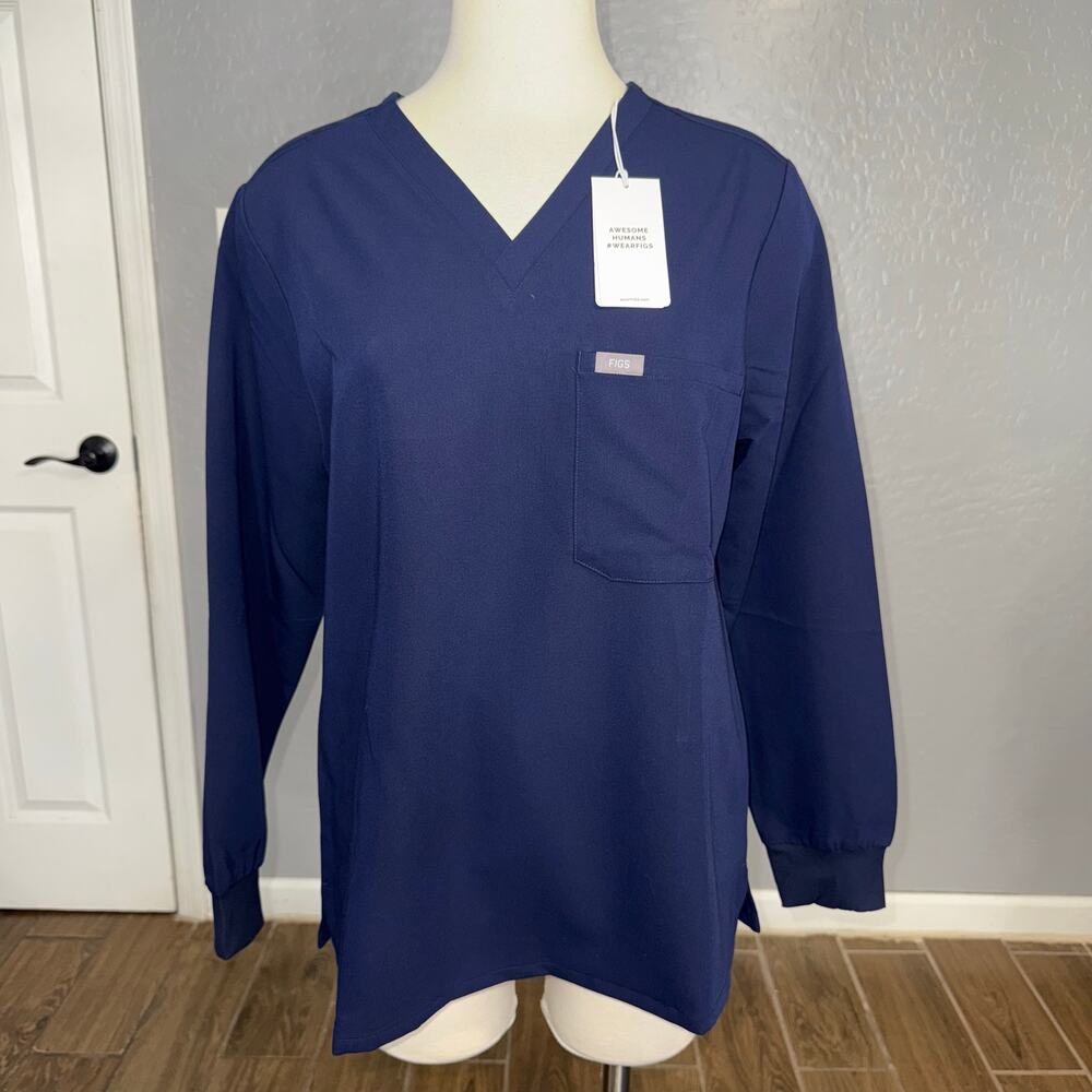 Figs Womens Catarina Long Sleeve Scrub Top, Blue L